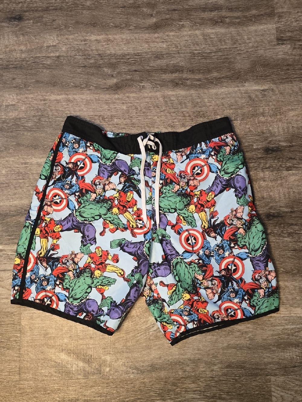 Marvel Multi-Character Light Blue Swim Trunks